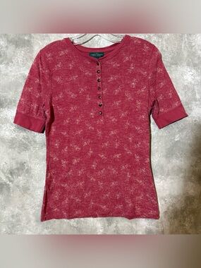 Ralph Lauren Red Heather Henley Short Sleeve Top (love 23)